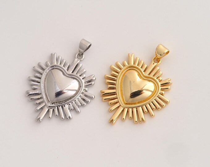 Heart Pendant,Love Pendant,18K Gold Filled Heart Charm,DIY Jewelry Accessories,34x24.4x3.7mm