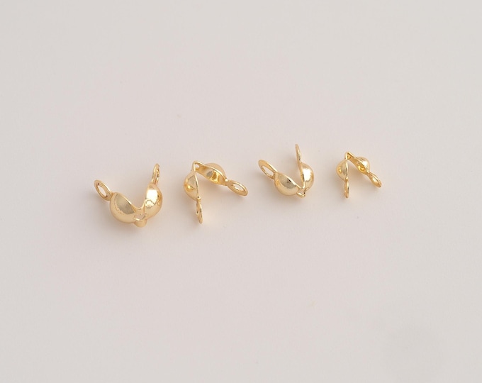 100 pcs Clamshell Calotte Bead Tip, End Cap, 14K Gold Filled Knot Cover, DIY Jewelry Making Supplies, 2.4/3.2/3.6/4.0mm