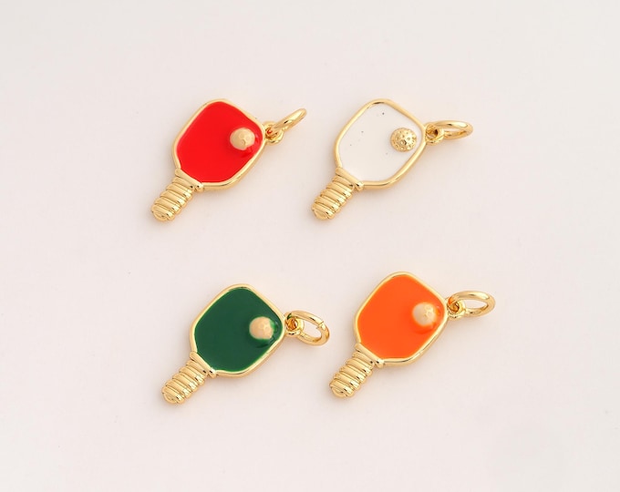 Enamel Racket Pendant,Sports Pendant,18K Gold Filled Racket Charm,DIY Jewelry Accessories,20.4x9.6x2.7mm