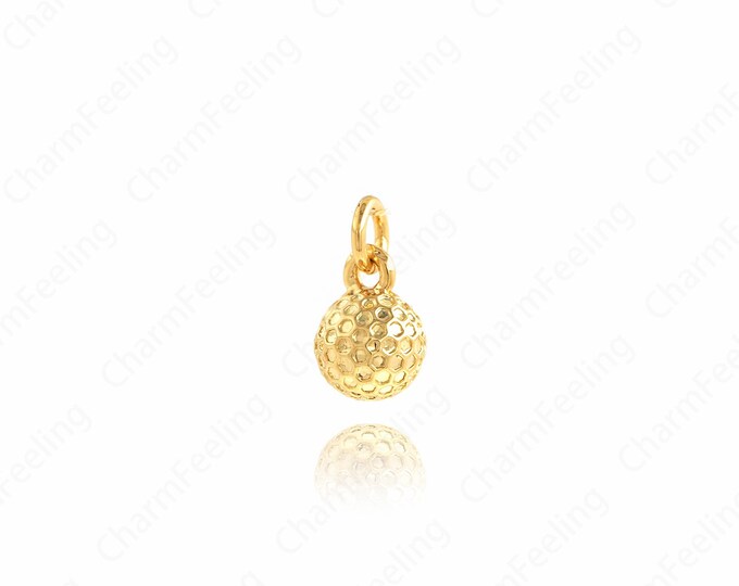Round Golf Charms,18K Gold Filled Ball Pendant,Golf Ball Pendant,DIY Necklace Bracelet Making Pendant,10.6x5.8x5.8mm