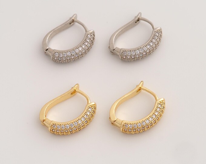 18K Gold Filled CZ Hoop Earrings, Hugging Hoop Earring, Dainty Earrings,17.8x14.4x4.2mm