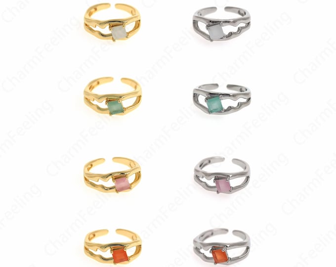 18K Gold Filled Minimalist Thin Ring, MicroPavé CZ Daily Ring, Adjustable Ring, Daily Ring, Gold Open Ring, Simple Charm