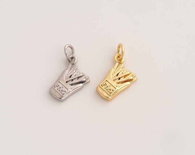 French Fries Pendant,French Fries Pendant,18K Gold Filled French Fries Charm,DIY Jewelry Accessories,17.7x10x3mm