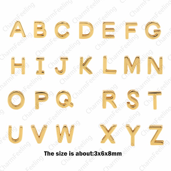 Shiny Gold Letters distanziali perline,charms perline d'oro,Alphabet Perline 3× 6× 8mm 1pcs