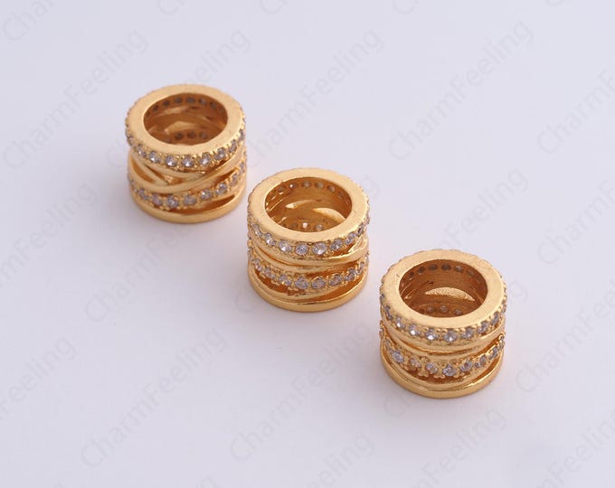 Gold Round Spacer Beads, 18K Gold Filled Tube Beads,Dainty Round Bracelet Necklace Spacer Beads, DIY Jewelry Supplies,9.6x7mm