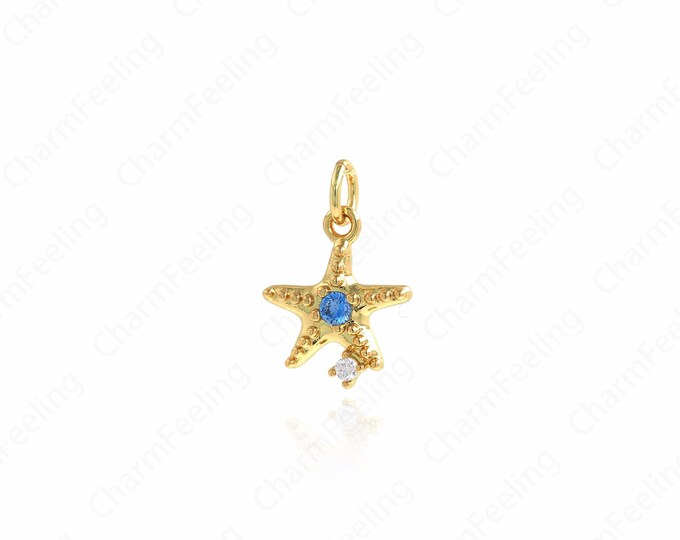 Micropavé CZ Star Pendant, Star Jewelry,18K Gold Filled Polaris Pendant,Star Charm, DIY Jewelry Making Accessories 16.8x11.2x2.7mm