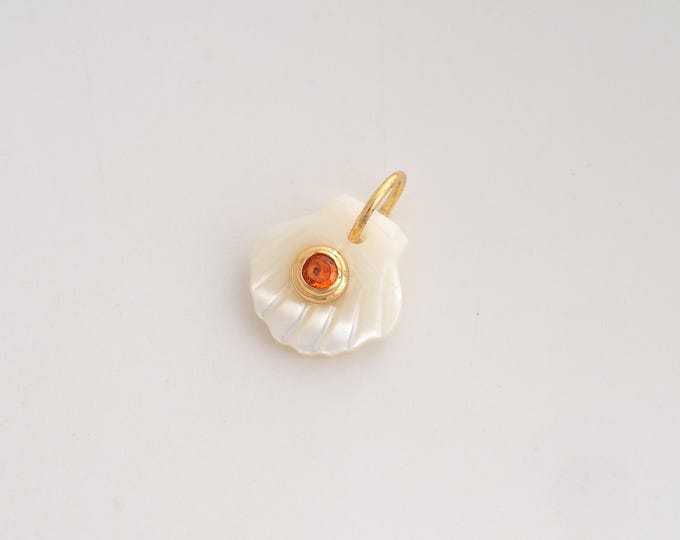 CZ Shell Pendant,Oyster Pendant,18K Gold Filled Shell Charm,DIY Jewelry Accessories,16.7x12.8x5mm