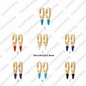1 Pair, 18K Gold Filled Dangle Earrings, Spiked Earring Accessories, Round Earrings, Enamel Earrings, Enamel Charm, 18x12x1.8mm
