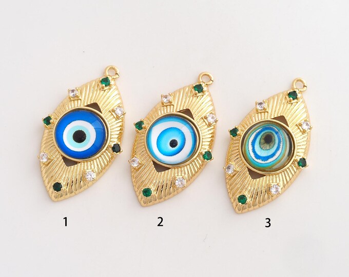 Evil Eye Pendant,Enamel Devil Eye Pendant,18K Gold Filled Eye Charm,DIY Jewelry Accessories,36.6x21x7.6mm