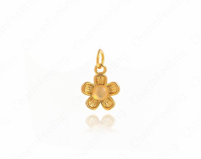 Enamel Flower Charm,18K Gold Filled Orchid Charm, Round Charms,DIY Jewelry Making Accessories 15.5x9.5x2.2mm