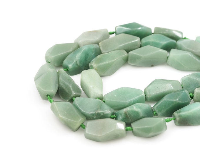 Gem Beaded, Faceted Green Aventurine Necklace,Natural Stone Necklace, Natural Stone Chain, Gem Necklace,DIY Bracelet Accessories,15x20mm