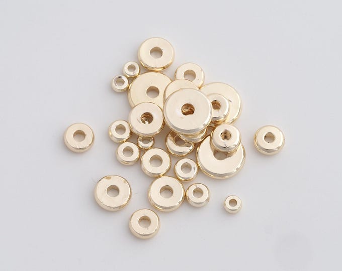 100pcs 14K Gold Tiny Flat Round Spacer Beads Disc Spacer Beads for Bracelet Jewelry Necklace Making Supply