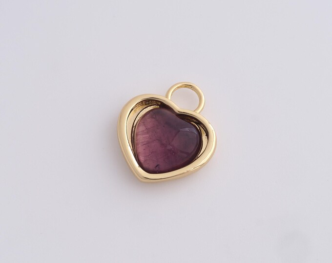 Natural Stone Heart Charms, 18K Gold Filled Heart Pendant, Natural Stone Charm,DIY Jewelry Accessories, 20.7x17.8x6mm