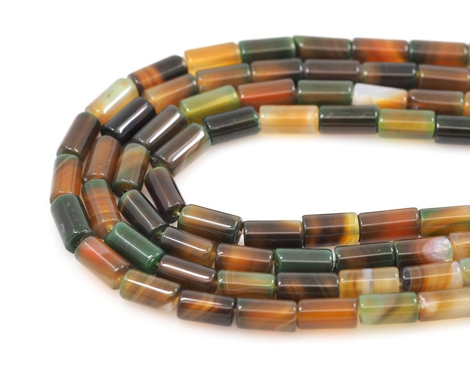 Dark Green Cylindrical Beads,Tubular Gemstone Beads,Gemstone Chains,Natural Stone Necklaces,Gemstone Necklaces,DIY Bracelet Accessories