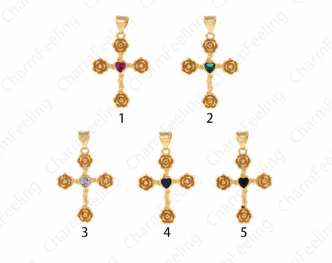 Cross Charm, Religious Jewelry, 18K Filled Gold Cross Pendant, DIY Jewelry Making Accessories 18.5x30.5x2.5mm