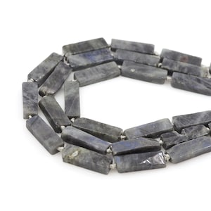 Perles rectangulaires en pierre naturelle noire,Colliers en pierres naturelles,Perle rectangulaire,Chaînes rectangulaires de pierres précieuses,Chaînes barre de pierres précieuses,10-12x30-32 mm