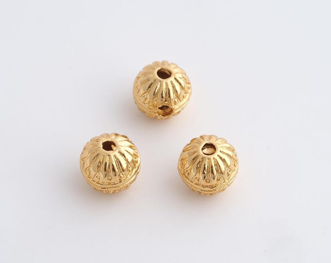Gold Round Spacer Beads, 18K Gold Filled Tube Beads,Dainty Ball Bracelet Necklace Spacer Beads, DIY Jewelry Supplies,9.2x8.5mm