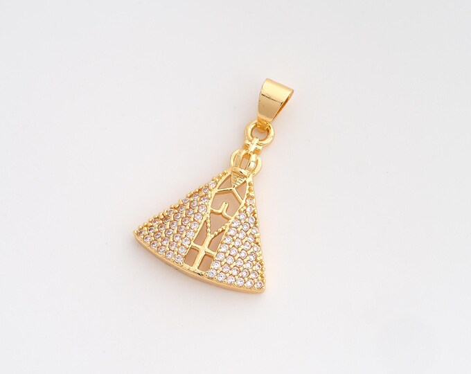 CZ Pope Pendant,Religious Pendant,18K Gold Filled Christian Charm,DIY Jewelry Accessories,28.8x18.8x3.6mm