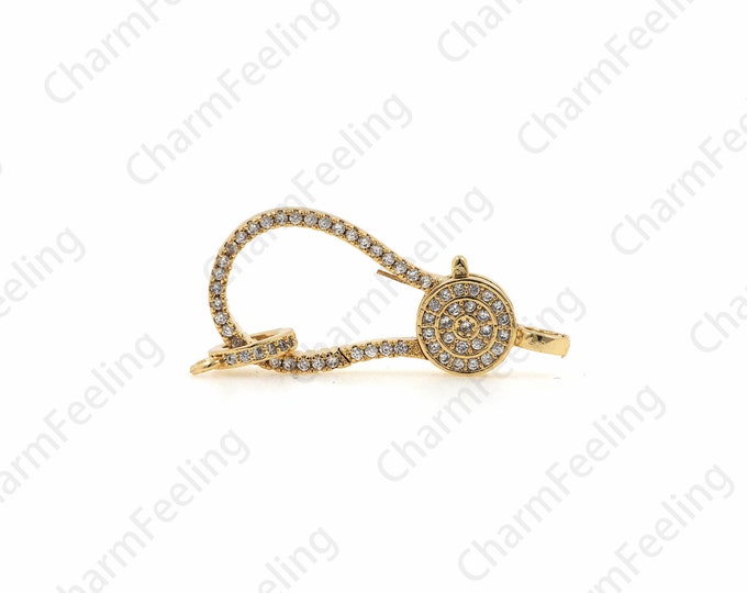 Cubic Zirconia Clasp,Cubic Zirconia Clasp Enhancer, Pave CZ Lobster Clasp 37.7x17x4.8mm 1pcs
