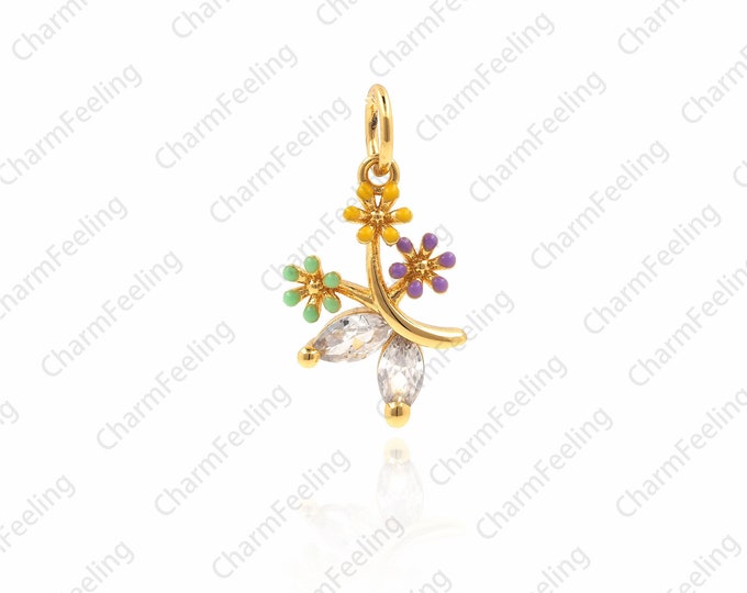 Daisy Flower，gold charms，jewelry charms，gold pendant 19x9.7x2.7mm 1pcs