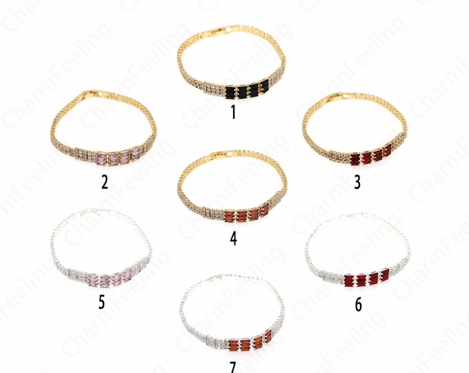 Tennis Bracelet,Fashion Bracelet,Adjustable Bracelet, Zircon Bracelet,Friendship Bracelet,18K Gold Filled Dainty Bracelet,180x8x3mm