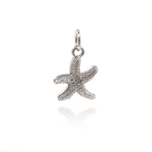 May include: A silver starfish charm with clear crystals. The charm has a loop at the top for attaching to a necklace or bracelet.