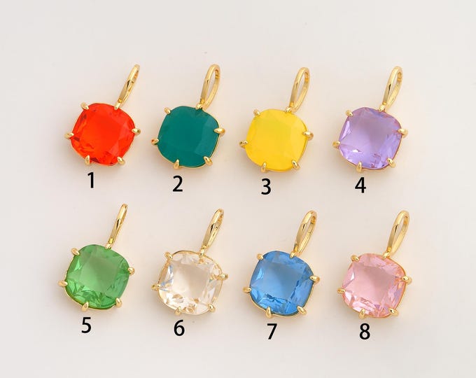 Square Gemstone Pendant,Gemstone Pendant,18K Gold Filled Square Charm,DIY Jewelry Accessories,23.7x13.7x6.7mm