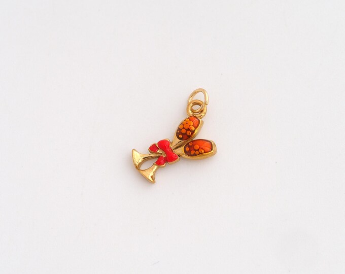 Enamel Goblet Charms,Dainty Wine Glass Charm, 18K Gold Filled Goblet Pendant,DIY Jewelry Accessories 17.8x11.7x3.3mm