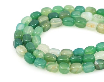 Natural Stone Chain, Green Pattern Natural Stone Necklace, Gem Bead, Gem Necklace, Jewelry Supplier, DIY Bracelet Accessories, 8x12mm