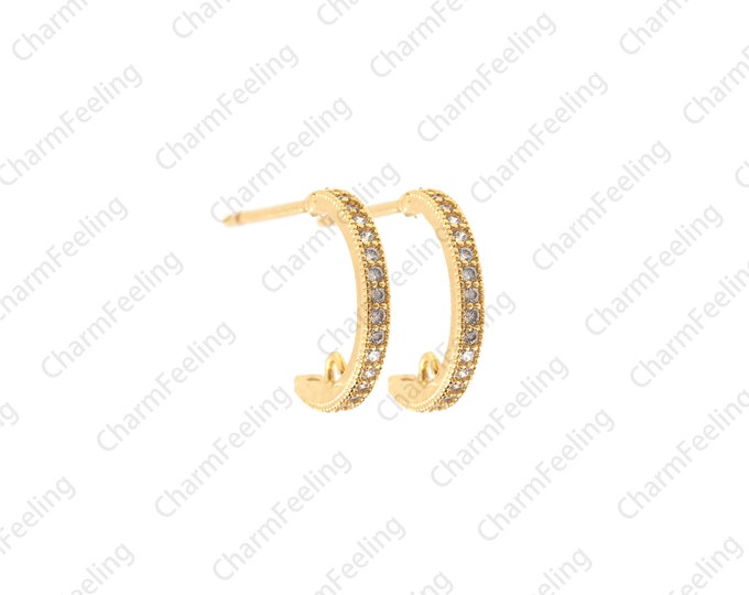 Medium rope half hoop C shape, ring ear studs, half round stud studs, DIY jewelry ear jewelry accessories   1 pair