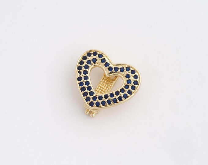CZ Heart Clasp, Love Clasp, 18K Gold Filled Heart Clasp, DIY Jewelry Making Supplies, 17.6x19x6.5mm