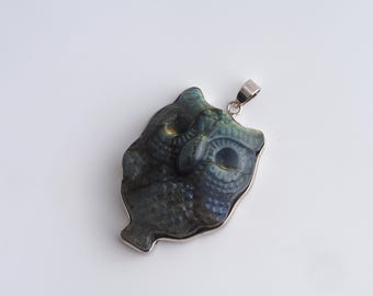 Natural Stone Pendant,Owl Gemstones Charms,Animal Gemstones Charm,DIY Jewelry Accessories,47x28.7x13mm