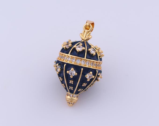 Enamel Hot Air Balloon Charm, 18K Gold Filled Hot Air Balloon Pendant,Hot Air Balloon Charm, DIY Jewelry Supplies, 39.3x21.5x21.5mm