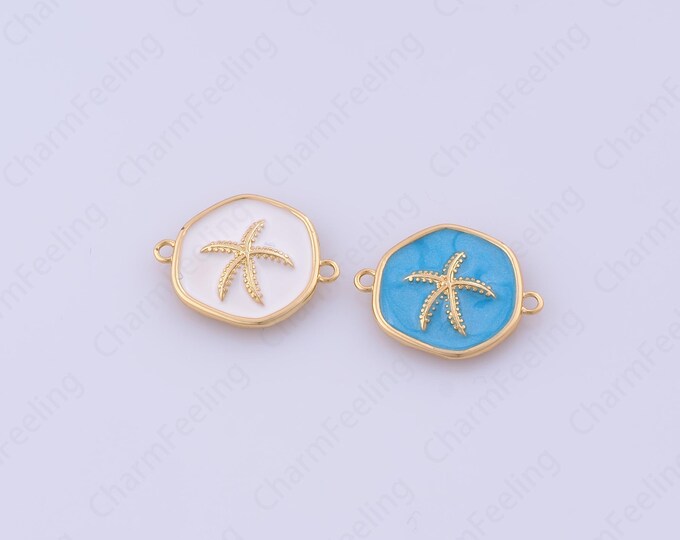 18K Gold Filled Starfish Connector,Starfish Bracelet Links Starfish Charm Starfish Shaped Finding 18x13.6x2.7mm