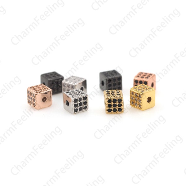 CZ Square Beads, Cubic Zirconia Square Beads, Three-Dimensional Beads, Square Charm, CZ Charm, DIY Jewelry Making 5.5x5.5x5.5mm 1pcs