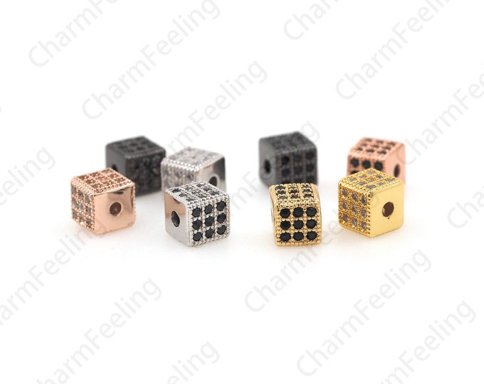 CZ Square Beads, Cubic Zirconia Square Beads, Three-Dimensional Beads, Square Charm, CZ Charm, DIY Jewelry Making 5.5x5.5x5.5mm 1pcs