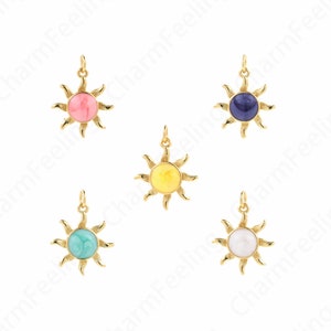 Enamel Charm, Sun God Charm, 18K Gold Filled Sun Pendant,Enamel Sun Pendant,Enamel Sun Necklace,Sun Pendant,22.3x17x3mm