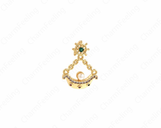 Boat Pendant, 18K Gold Filled Boat Charm, Nautical Pendant, Boat Charm, Travel Charm, DIY Jewelry Supplies, 20x14.7x3.8mm