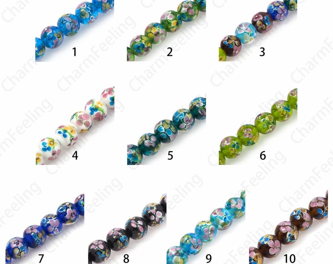 Glass Flower Spacer Beads, Smooth Ball Beads, Murano Glass Beads, Spherical Spacer Beads, Spherical Beads, DIY Jewelry Supplies, 12mm