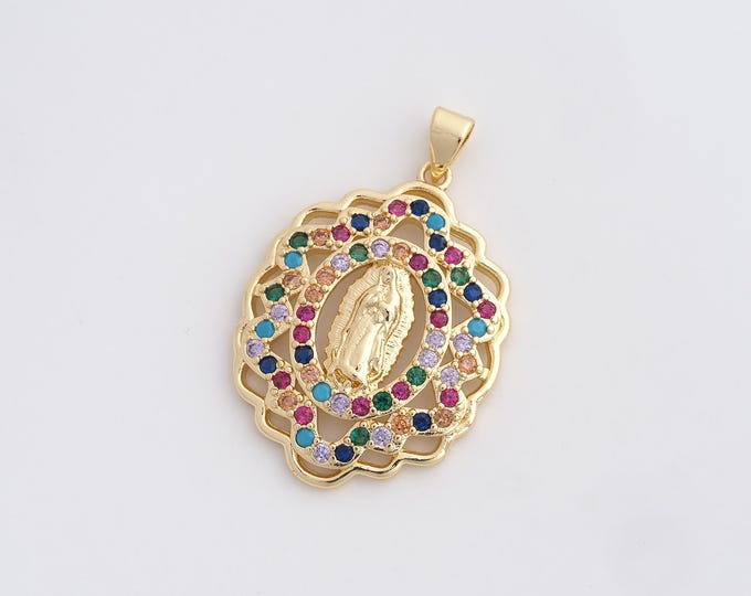 Gold Religion Pendant,18K Gold Filled Virgin Mary Pendant,Virgin Necklace,DIY Jewelry Accessories,37x24x3.5mm