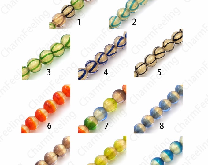 Lighting Glass Beads,Necklace Beads,Glass Spacer Beads,Gold Foil Glass Beads,Murano Spacer Beads,Glass Jewelry,DIY Beading Supplies,12mm