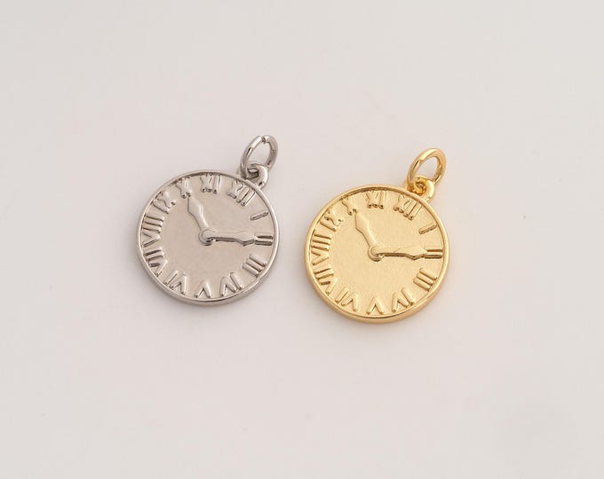Clock Pendant,Clock Pendant,18K Gold Filled Clock Charm,DIY Jewelry Accessories,20x14.6x2mm