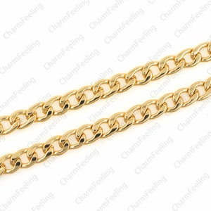 Chain necklace, brass chain, welded chain, Cuban chain necklace, chain necklace 8.9x5.9x1.8mm 1 meter