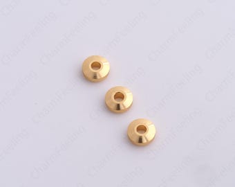 10 pcs Gold Round Spacer Beads, 18K Gold Filled Flat Beads,Dainty Disc Bracelet Necklace Spacer Beads, DIY Jewelry Supplies,5.5x2mm