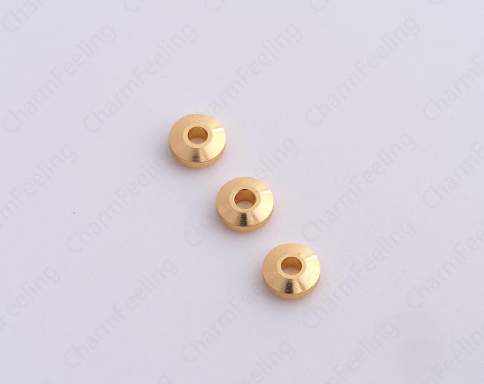 10 pcs Gold Round Spacer Beads, 18K Gold Filled Flat Beads,Dainty Disc Bracelet Necklace Spacer Beads, DIY Jewelry Supplies,5.5x2mm