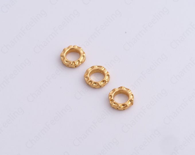 10 pcs Gold Round Spacer Beads, 18K Gold Filled Flat Beads,Dainty Round Bracelet Necklace Spacer Beads, DIY Jewelry Supplies,6x1.7mm