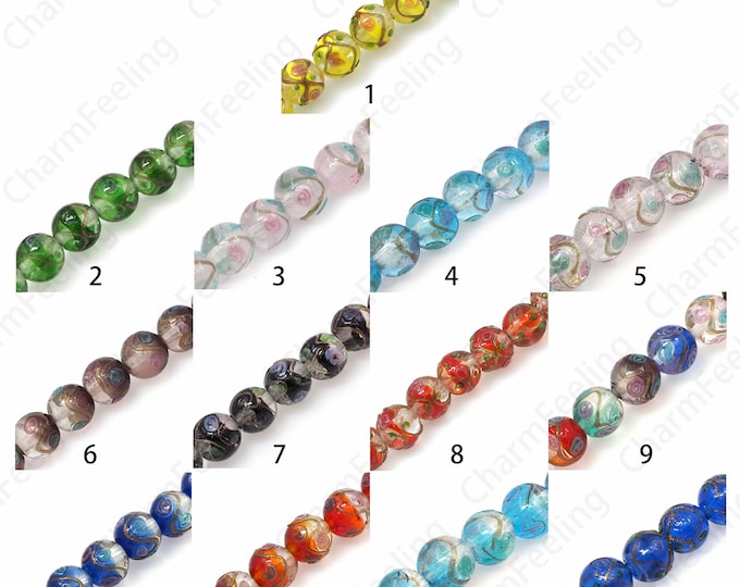 Glass Jewelry,Gold Persian Glass Beads,Murano Spacer Beads,Necklace Beads,Glass Spacer Beads,DIY Beading Supplies,12mm