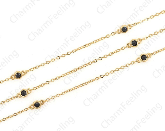 Gold-Plated Necklace, CZ Semi-Finished Necklace, Small O-Shaped Necklace, Exquisite Bulk Necklace 1 meter