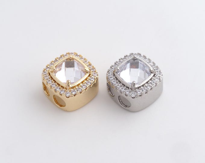 Gold Square Spacer Beads, 18K Gold Filled Tube Beads,Dainty Square Bracelet Necklace Spacer Beads, DIY Jewelry Supplies,13.6x10.8mm