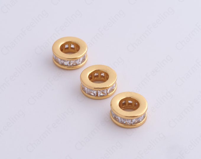 Gold Round Spacer Beads, 18K Gold Filled Tube Beads,Dainty Round Bracelet Necklace Spacer Beads, DIY Jewelry Supplies,8x3.4mm